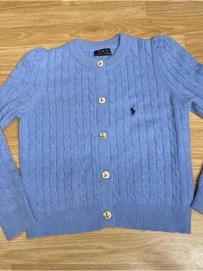 Ralph Lauren Light Blue Cable Knit Button Cardigan